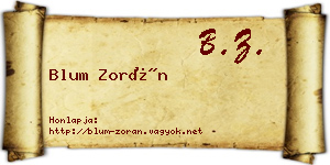 Blum Zorán névjegykártya